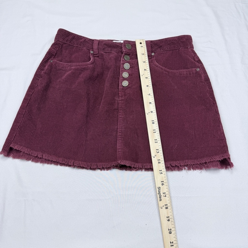 Indigo Rein Corduroy Mini Skirt in Deep Burgundy - Picture 4 of 5